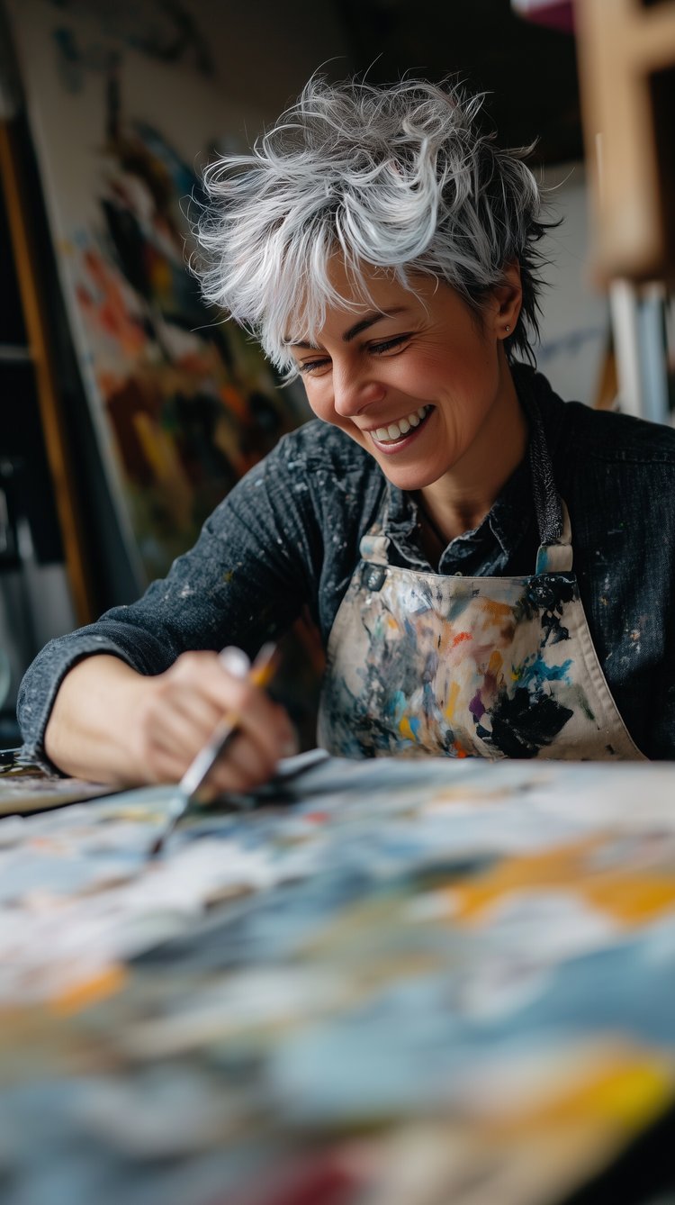 a person painting on a canvas