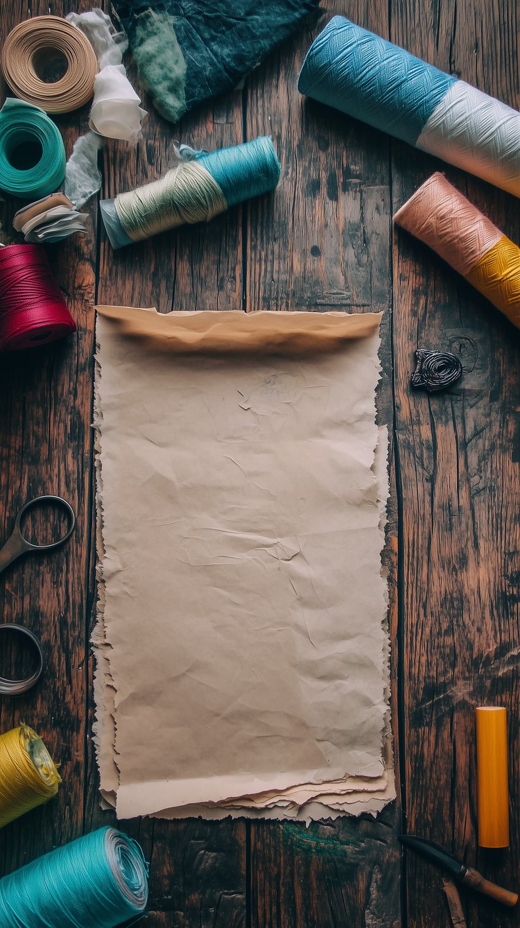 a simply DIY craft setup on a wooden table