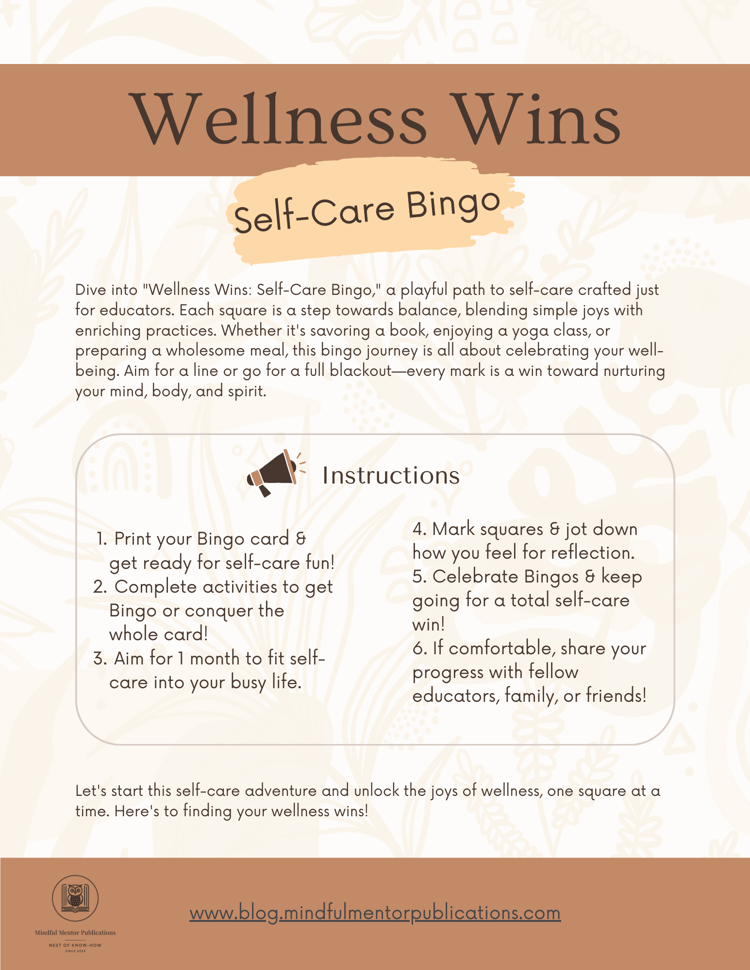 Wellness Wins: Self-Care Bingo Instructions