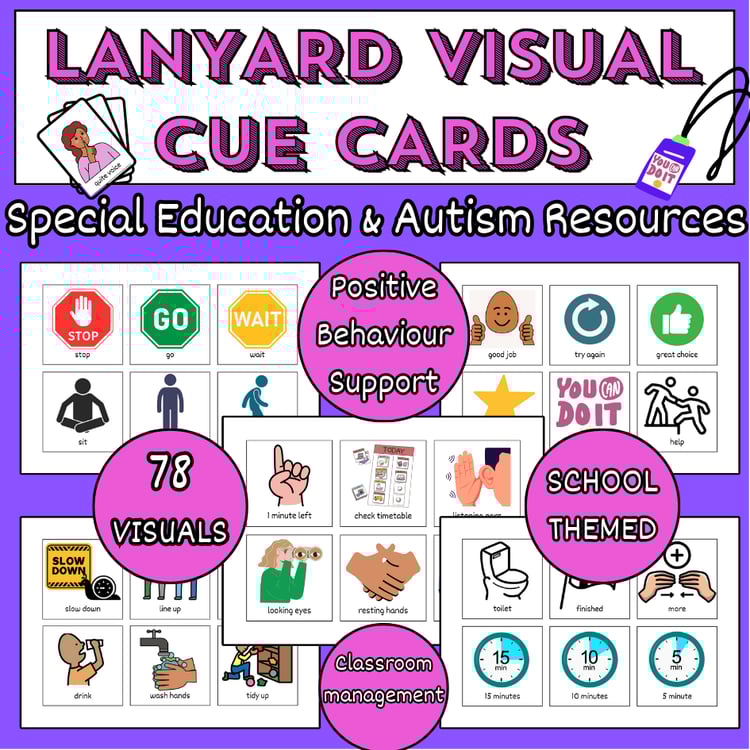 lanyard visual cue cards autism special education positive behaviour