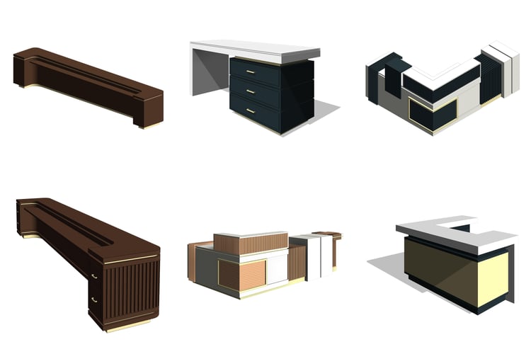 Desks Collection 3D Models Revit Families
