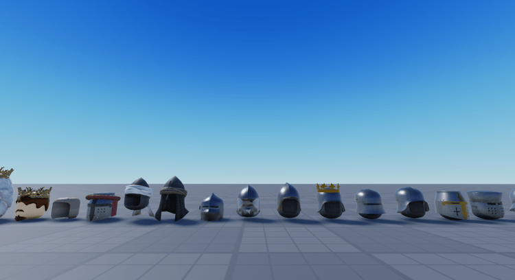 Medieval metal helmets collection