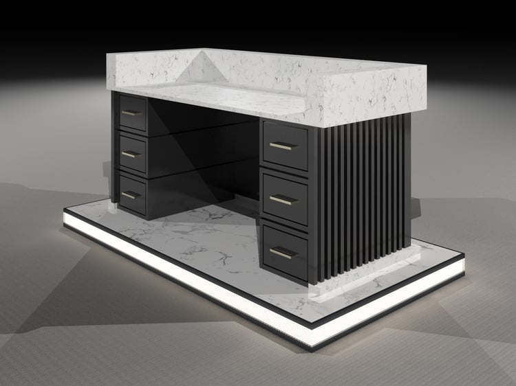 Modern Counter Desk 3D Model Revit Family