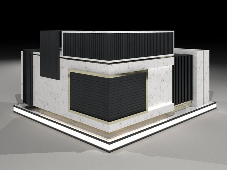 Modern Marble Reception Desk 3D Model Revit Family