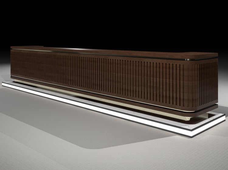 Modern Wooden Reception Desk 3D Model Revit Family