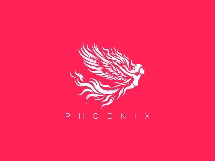 Handcrafted professional Phoenix logo design, featuring a majestic phoenix illustration symbolizing rebirth, resilience, and immortality, created by expert designers for branding and business use.