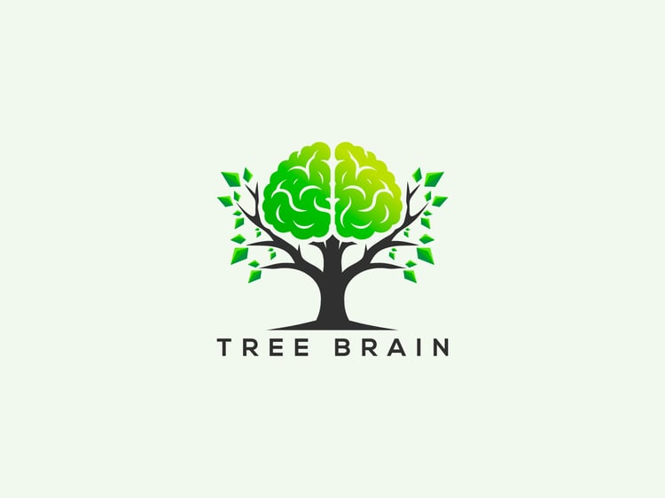 Handcrafted professional tree brain logo design, featuring a creative fusion of a tree and brain illustration symbolizing growth, knowledge, and innovation, created by expert designers for branding and business use.