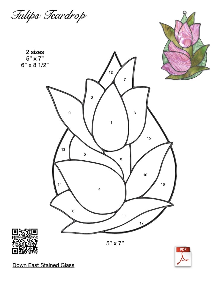 Tulips Teardrop Stained Glass Pattern