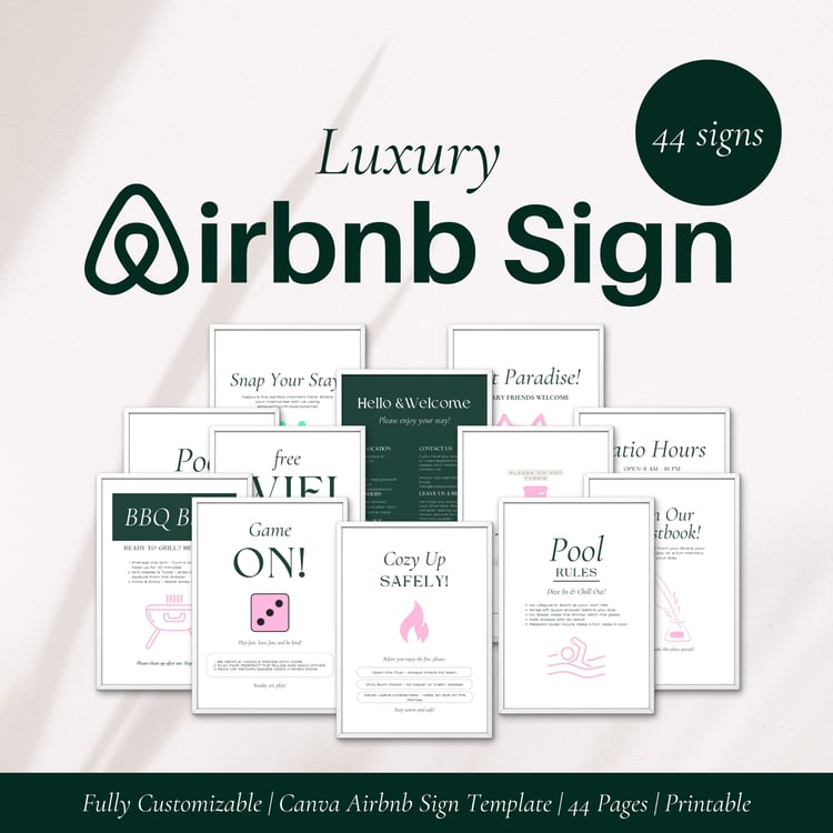 Luxe Airbnb Sign Templates Download