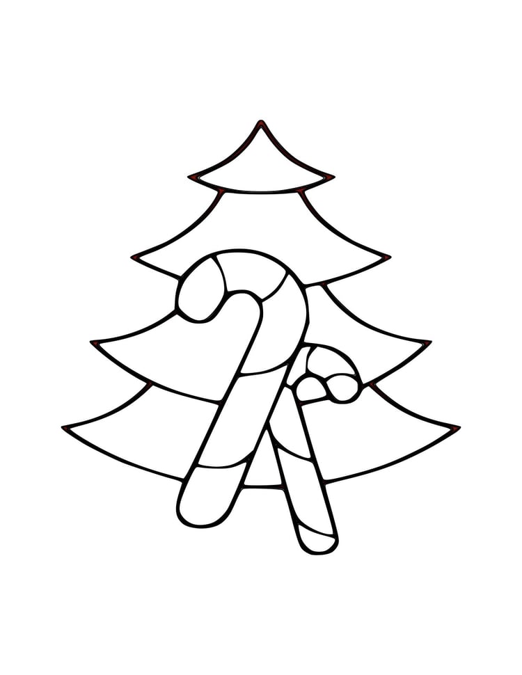 Candy Cane Christmas Tree Digital Stained Glass Pattern