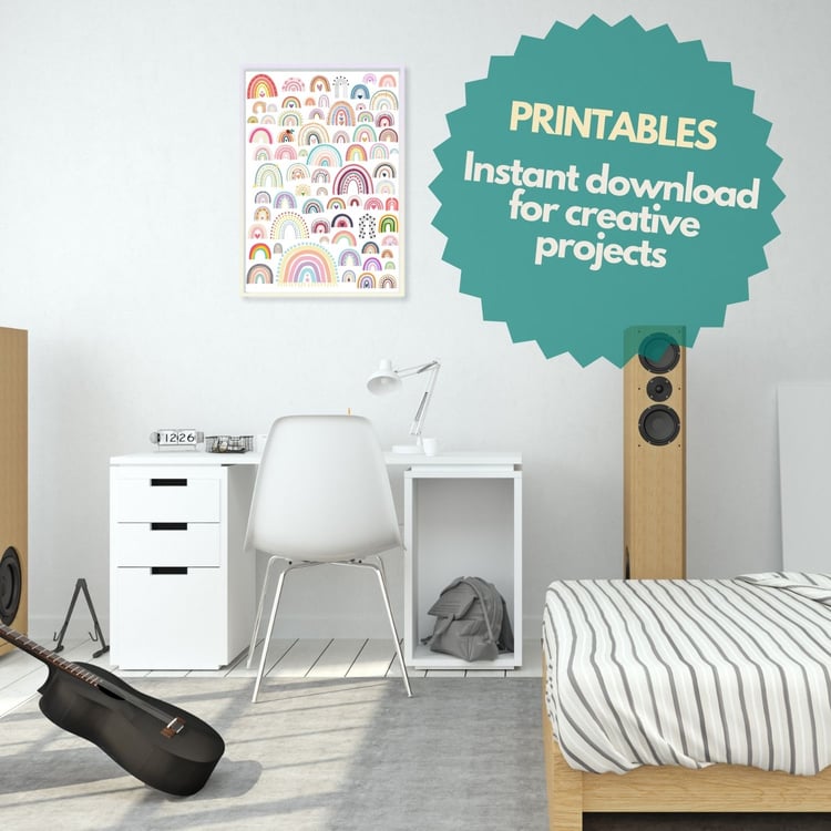 Colorful geometric rainbow poster Stylized rainbow illustrations Children’s room wall art Whimsical pastel rainbow patterns Playful graphic designs for kids Nursery decor ideas Creative rainbow artwork Vibrant rainbow prints Enchanting rainbow illustratio
