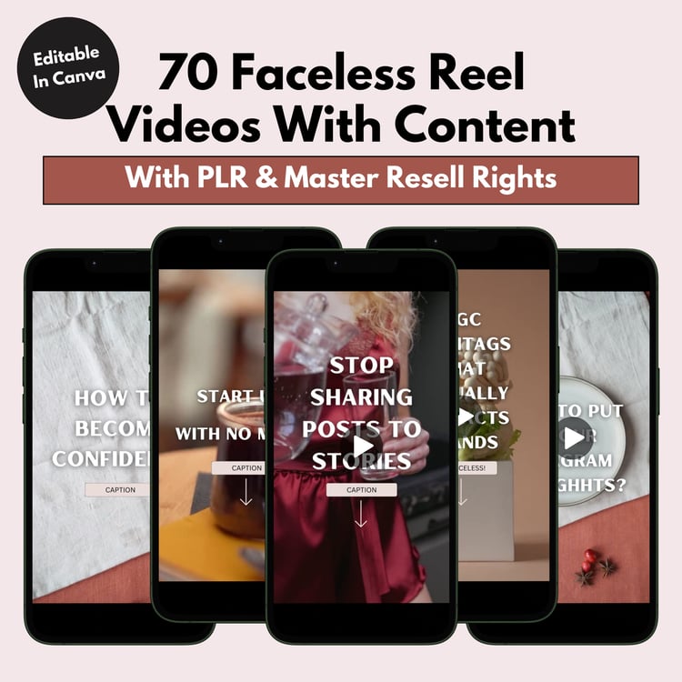 70 PLR and MRR Faceless Reels Bundle
