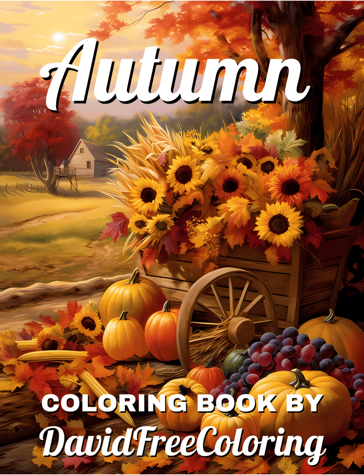 60 Autumn Landscapes Coloring Book for Adult Autumn Coloring Pages Fall scene printable coloring book fall gift for adult PDF download PNG