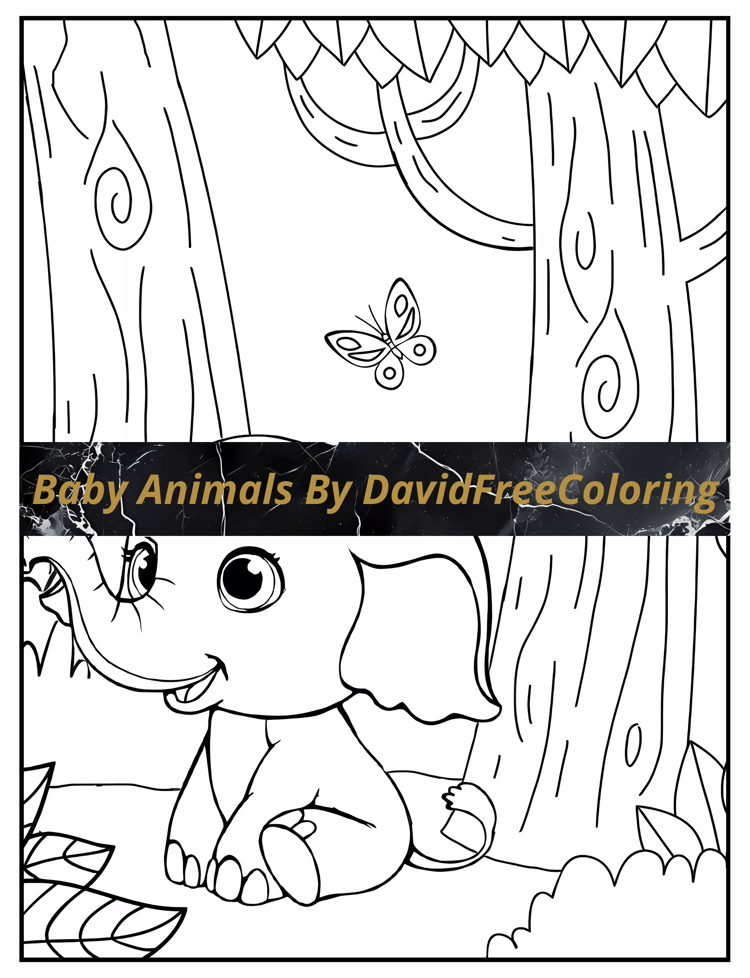 110 Baby Animals Coloring Book Cute Images for Adult Coloring Pages Baby Animals printable coloring book gift for adult PDF Download PNG