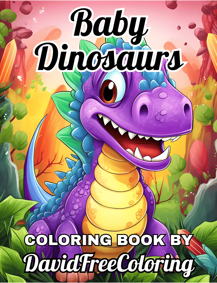 80 Baby Dinosaurs Coloring Book Cute Dino Image for Adult Coloring Pages Baby Dinos printable coloring book gift for adult PDF Download PNG
