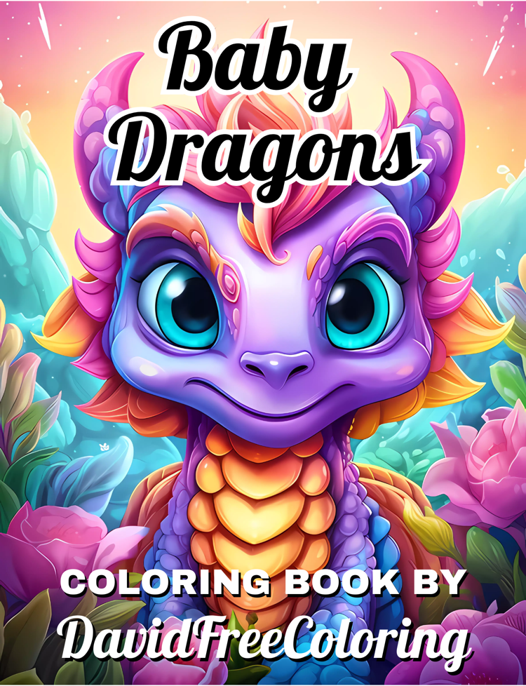 50 Baby Dragons Coloring Book Baby Dragons Image for Adult Coloring Page Dragons printable coloring book gift for adult PDF Download PNG