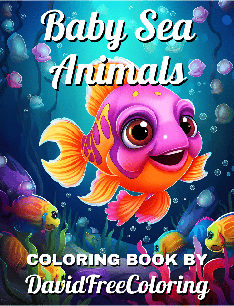 80 Baby Sea Animals Coloring Book Cute Sea Images for Adult Coloring Pages Animals printable coloring book gift for adult PDF download PNG