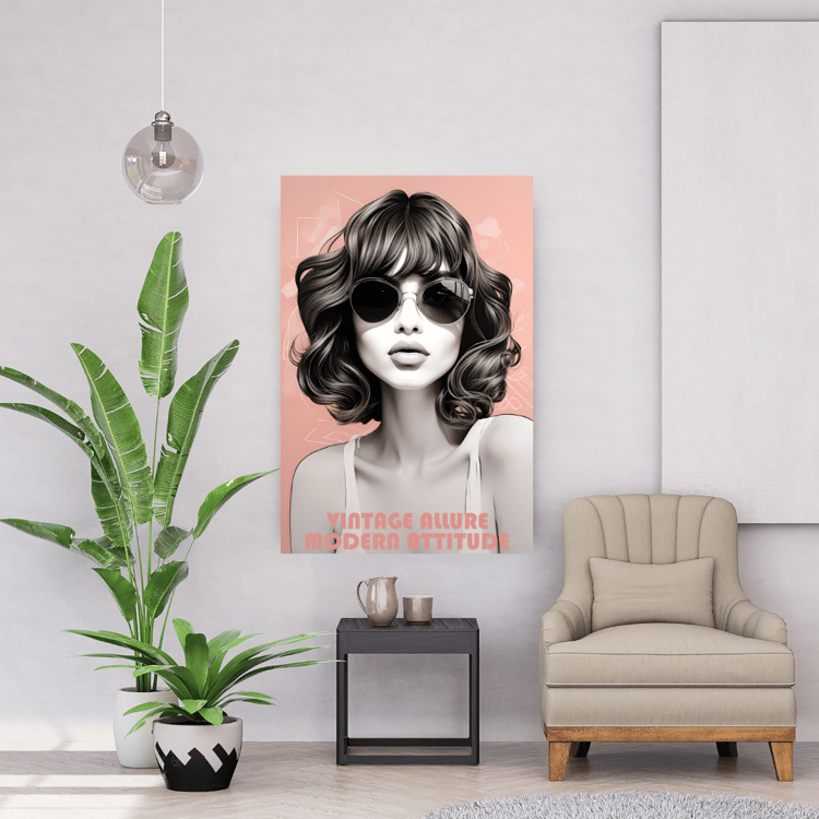 Vintage Allure Modern Attitude Poster, Vintage woman in sunglasses Poster, Vintage Girl Poster, Portrait poster, Poster with a beautiful lady, Retro poster, Vintage beauty, Glamorous woman Poster, Classic beauty, Elegant lady poster, Feminine charm, Timel