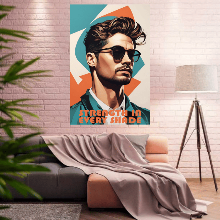 Strength in Every Shade, Vintage Man Poster, Poster for Home Decor, Poster with a handsome man, Modern man poster, Handsome man poster