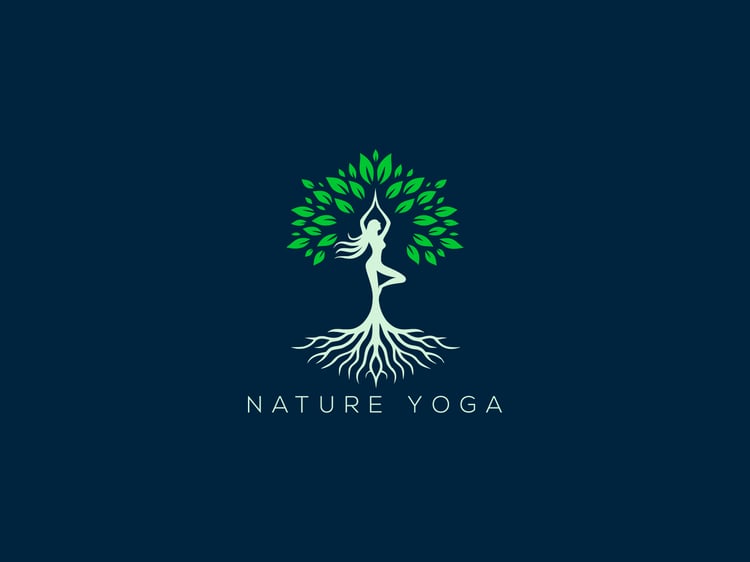 Handcrafted professional Nature Yoga logo design, featuring a serene and balanced illustration symbolizing mindfulness, harmony, and wellness, created by expert designers for yoga studios and wellness businesses.