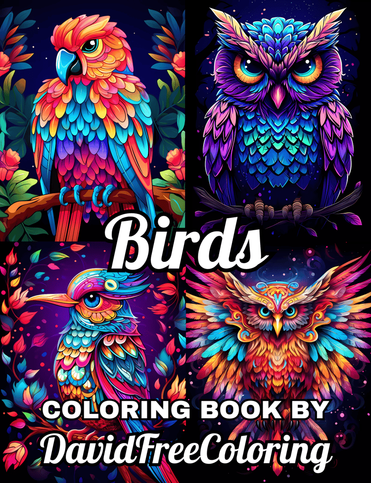 40 Birds Coloring Book Birds Coloring Images for Adult Coloring Pages Colorful Birds printable coloring book gift for adult PDF Download PNG