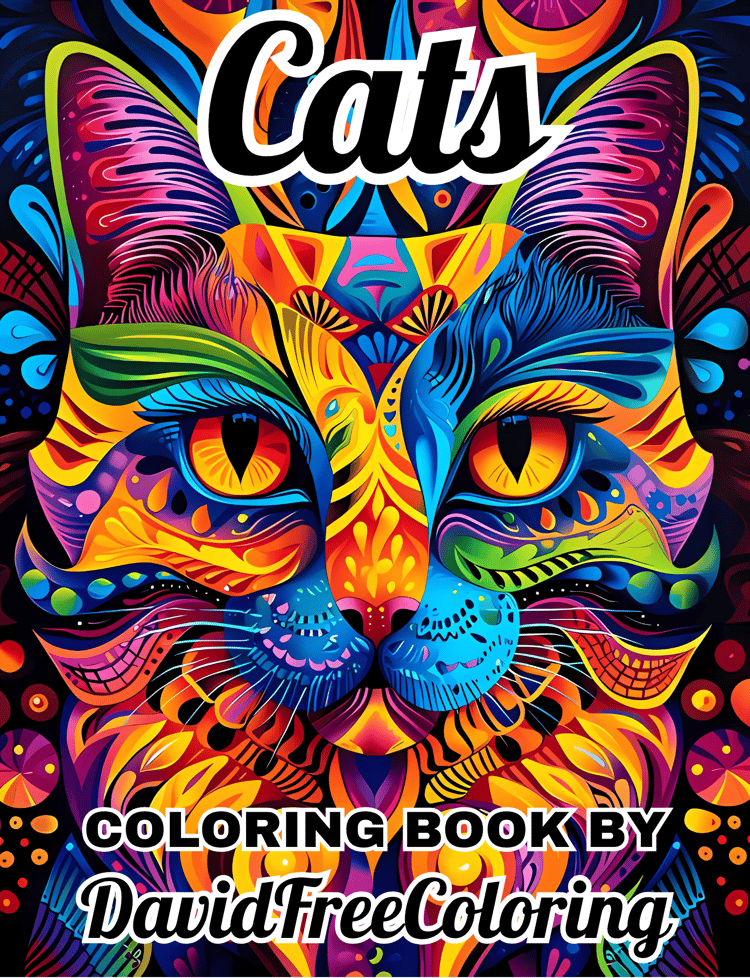 80 Cats Coloring Book Cute Cats Images for Adult Coloring Pages Adorable Cats printable coloring book gift for adult PDF download PNG