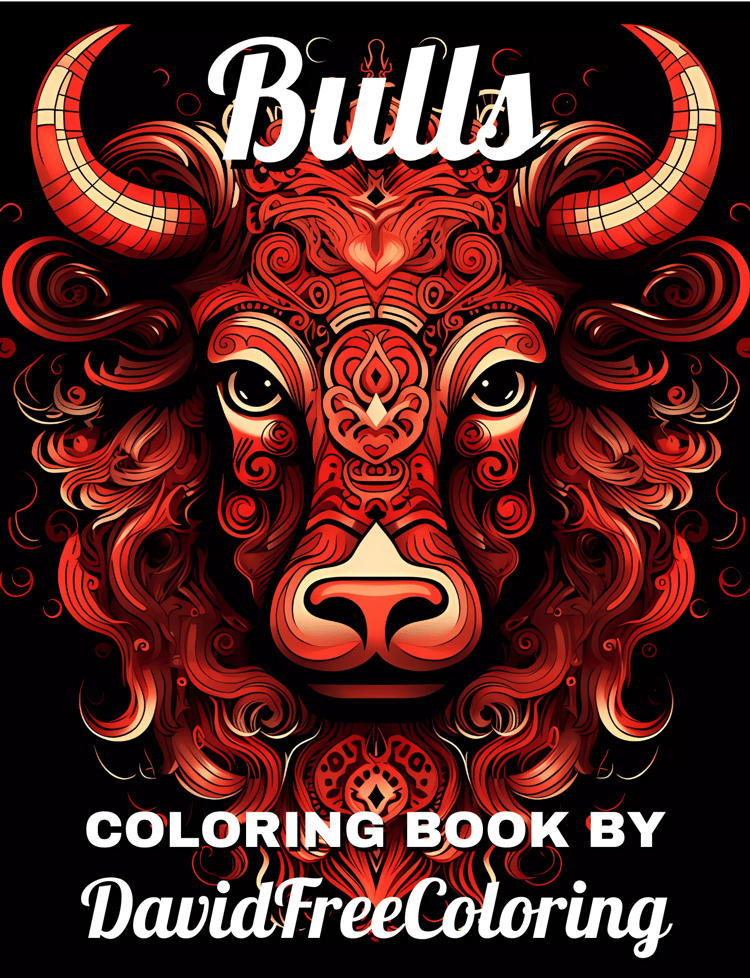 80 Bulls Coloring Book Bulls Image for Adult Coloring Page Beautiful Bulls printable coloring book Animals gift for adult PDF Download PNG