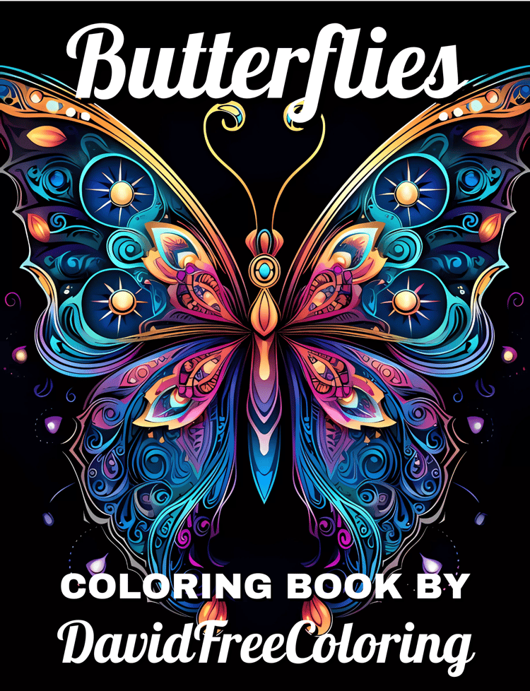 50 Butterflies Coloring Book Butterfly Images for Adult Coloring Pages Butterflies printable coloring book gift for adult PDF Download PNG