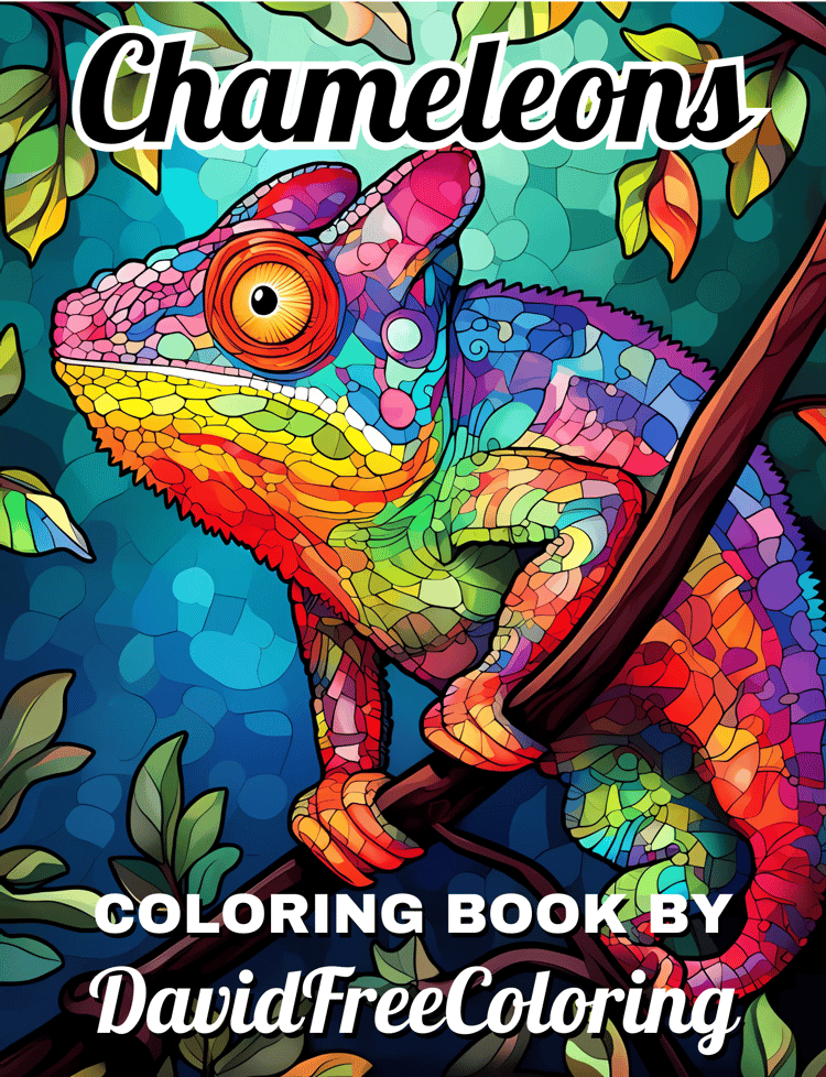 50 Chameleons Coloring Book Chameleon Coloring Images for Adult Coloring Pages  printable coloring book gift for adult PDF download PNG