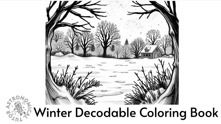 Cold and cozy winter day cover of a decodable coloring ebook printable