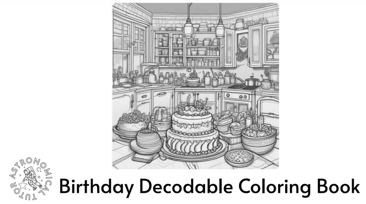 Birthday party with a cake in a kitchen the cover of a decodable printable
