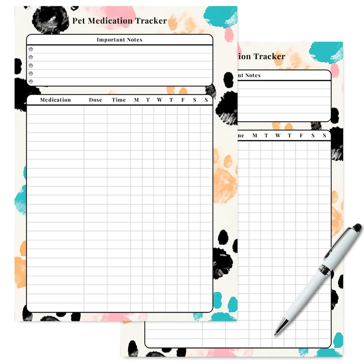 Paws Pet Medication Tracker | Tracia Creative