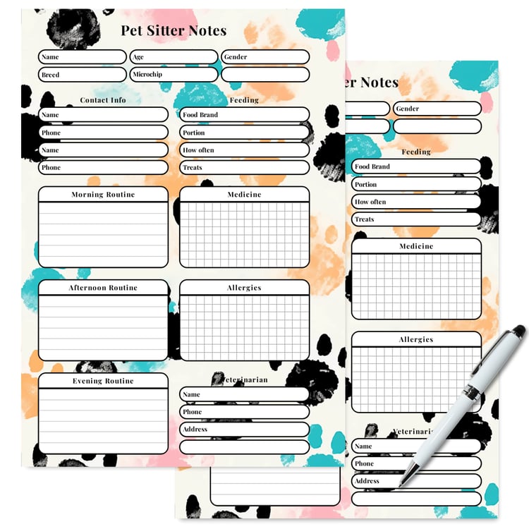 Paws Pet Sitter Notes | Tracia Creative