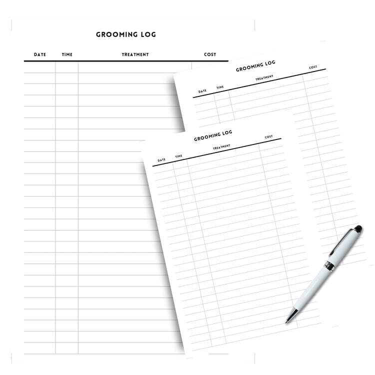 A5 Pet Grooming Log Planner Insert | Tracia Creative