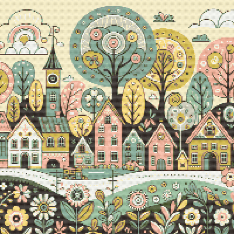 folk art cross stitch pattern