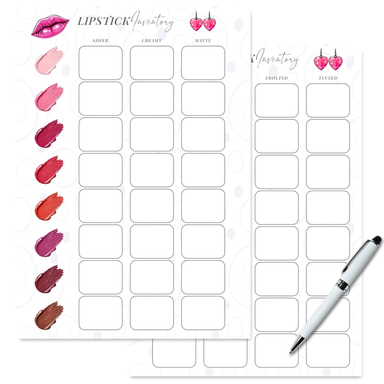 Printable Lipstick Inventory | Tracia Creative