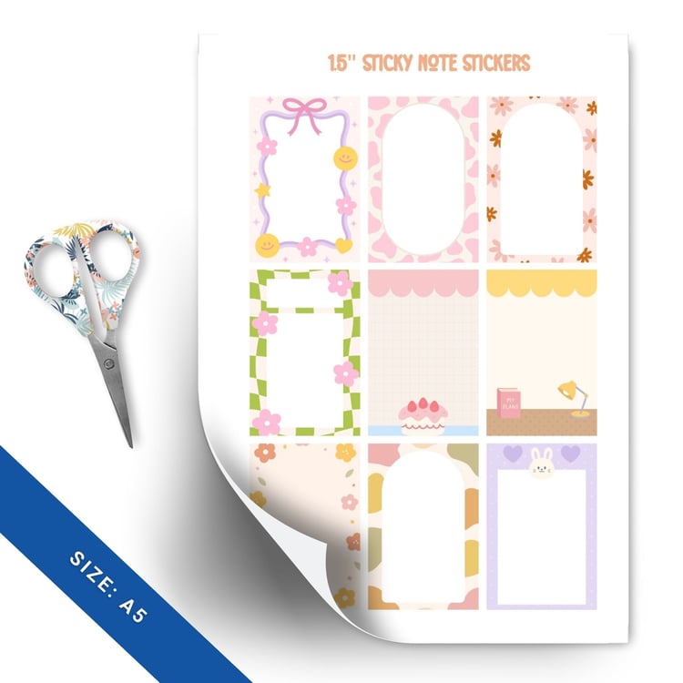 Adorable 1.5 Sticky Note Stickers - Instant Download