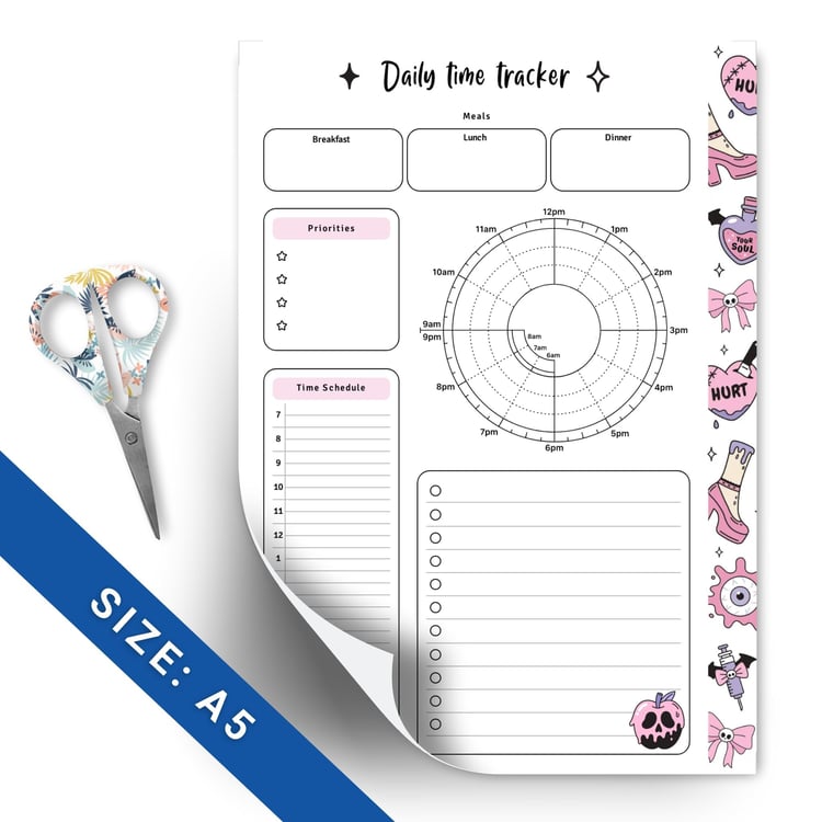 Daily Time Tracker Halloween | Instant Download PDF | A5 Size