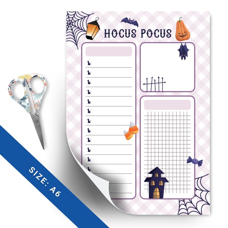 Halloween Hocus Pocus Notepad | Instant Download PDF | A6 Size