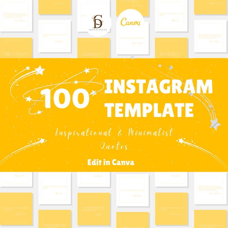 100 Yellow Instagram Inspirational Minimalist Quotes | Quote Templates | Instagram Post Quotes | Motivational Quote Templates | Instagram Templates