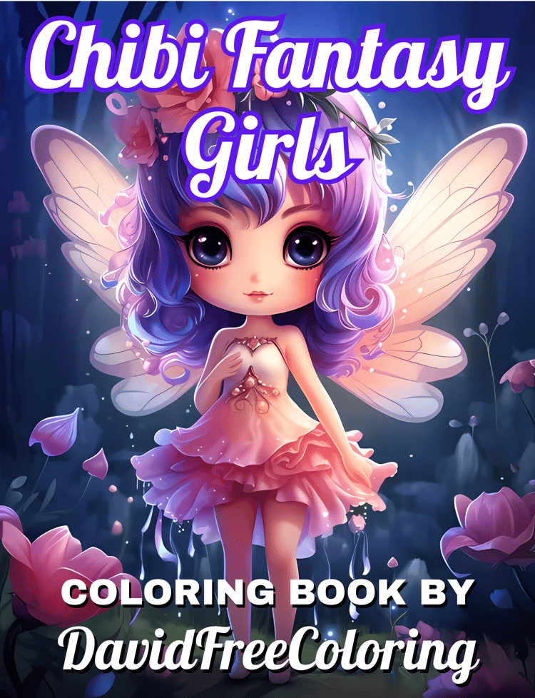 30 Chibi Fantasy Girls Coloring Book Girls Images for Adult Coloring Pages Chibi printable coloring book gift for adult PDF download PNG