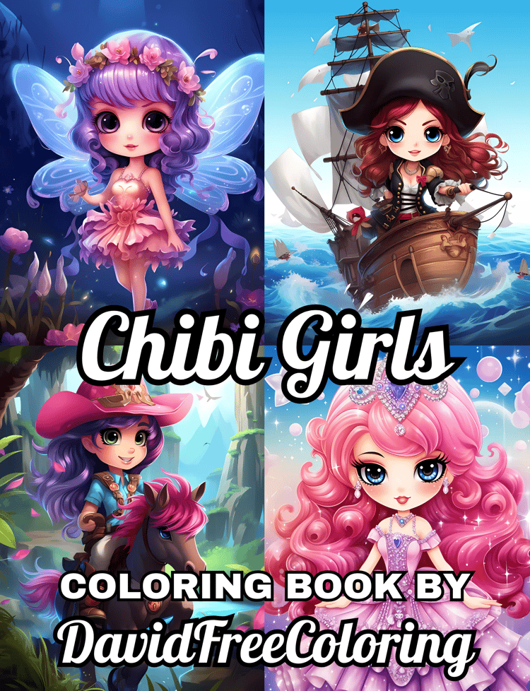 110 Chibi Girls Coloring Book Chibi Manga Images for Adult Coloring Pages Cute Chibi printable coloring book gift for adult PDF Download PNG