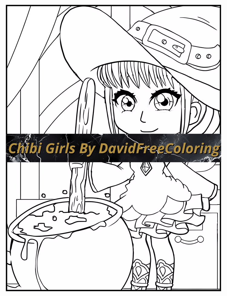110 Chibi Girls Coloring Book Chibi Manga Images for Adult Coloring Pages Cute Chibi printable coloring book gift for adult PDF Download PNG