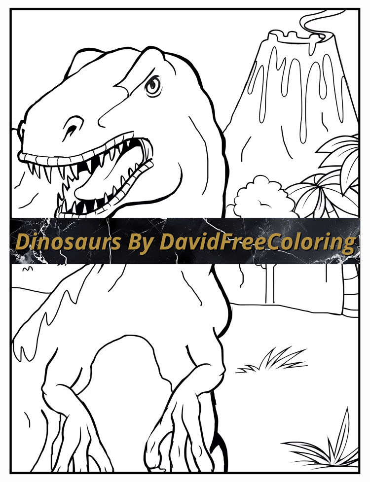 40 Dinosaurs Coloring Book Dinosaurs Images for Adult Coloring Pages Dinosaurs printable coloring book gift for adult PDF Download PNG