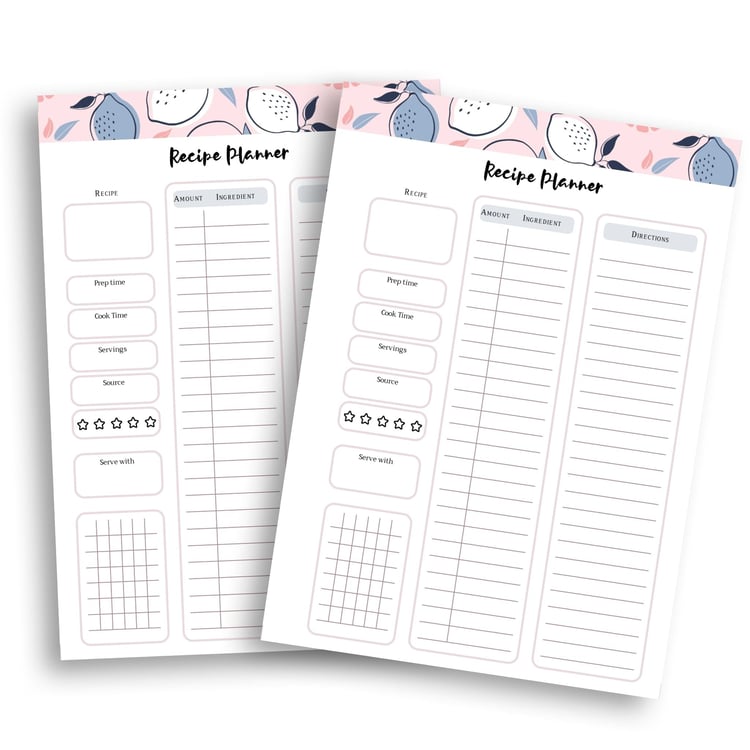 Recipe Planner A5 Insert | Meal Prep Journal | Tracia Creative