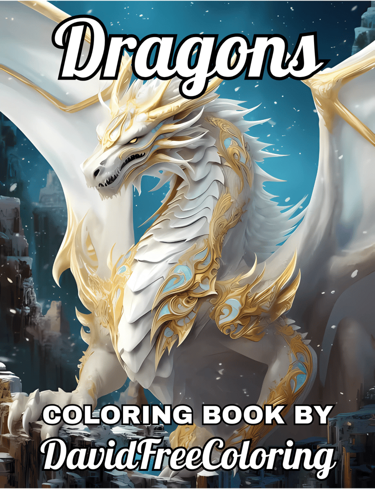 50 Dragons Coloring Book Dragons Images for Adult Coloring Pages Dragons printable coloring book gift for adult PDF download PNG