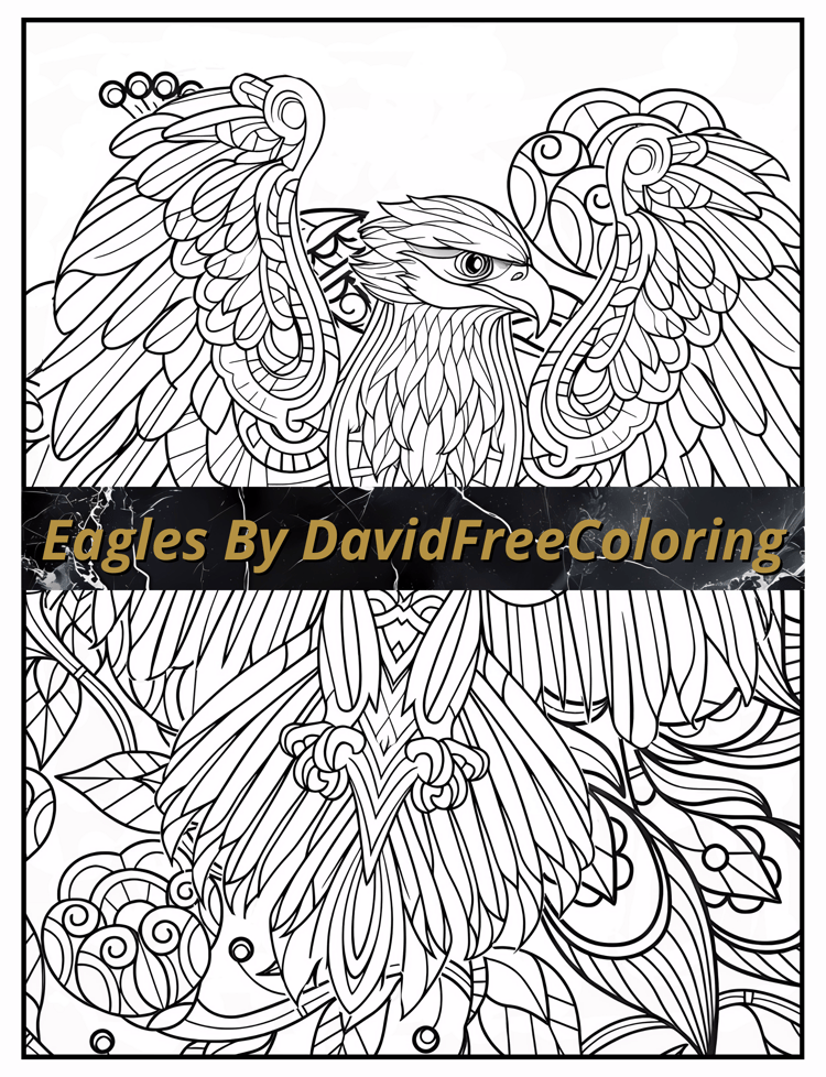 40 Eagles Coloring Book Eagles Coloring Image for Adult Coloring Pages Birds printable coloring book dog gift for adult PDF download PNG