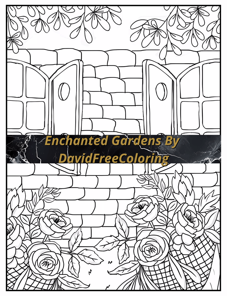 40 Enchanted Gardens Coloring Book Garden Images for Adult Coloring Pages Gardens printable coloring book gift for adult PDF Download PNG
