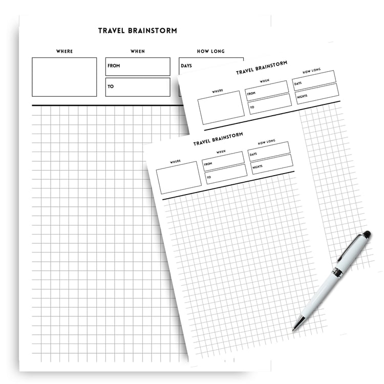 A5 Travel Brainstorm Planner Insert | Tracia Creative