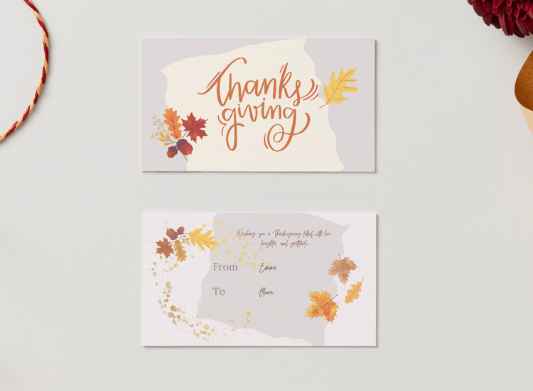 Customizable Pastel Fall Design Gift/Favor Tag| Digital Canva Template. Mock front and back